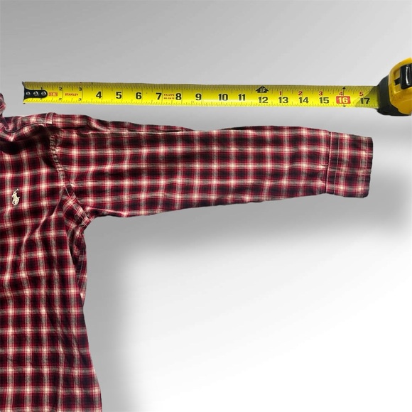 Ralph Lauren Button Down Dress Shirt Boys Size 5 red, white, and black plaid. - Picture 7 of 8